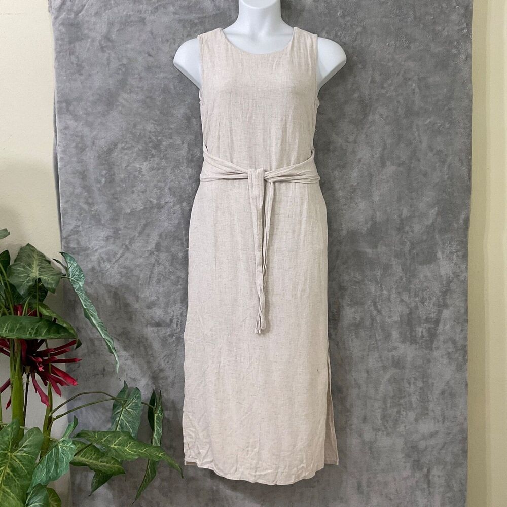 HYFVE Linen Cream Midi Dress size Large